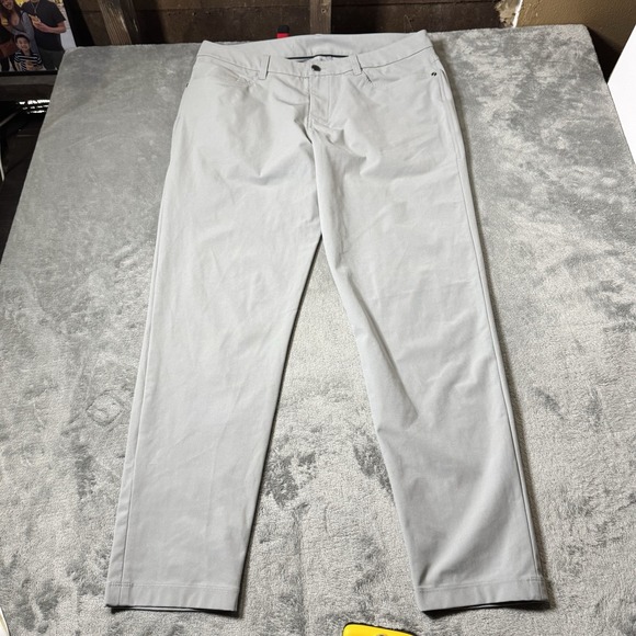 Lululemon ABC Pants Mens 34 Gray / Slim Fit Warpstream Chino LM5ALWS - Picture 1 of 8